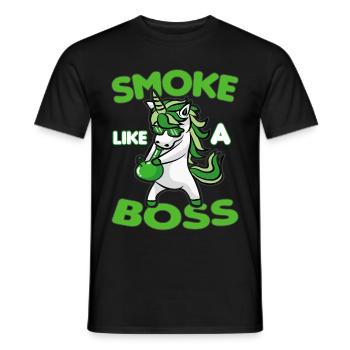 SMOKE LIKE A BOSS Licorne fumante Weed Kiffer - T-shirt homme - noir - Devant - AI Model Male 178 light (178cm)