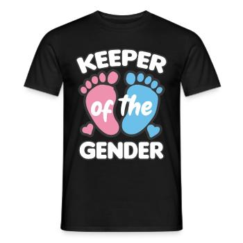 KEEPER OF THE GENDER Girl or Boy Birth - Men's T-Shirt - black - Front - AI Model Male 178 light (178cm)