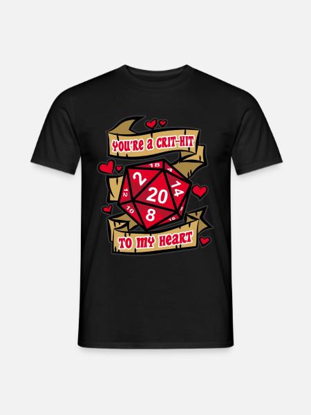 YOU'RE A CRIT HIT TO MY HEART Fantasy RPG Liebe - Männer T-Shirt - Schwarz