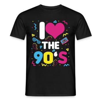 I LOVE 90 Années 90 Rétro Vintage 1990 - T-shirt homme - noir - Devant - AI Model Male 178 light (178cm)