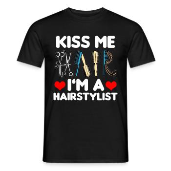 Embrasse-moi je suis un coiffeur coiffeur drôle - T-shirt homme - noir - Devant - AI Model Male 178 light (178cm)