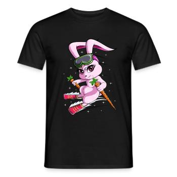 Ski Rabbit Snow Ski Skirulaub Slope - Men's T-Shirt - black - Front - AI Model Male 178 light (178cm)