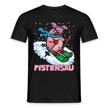 Pistensau Slopes Sau Skiing pig - Men's T-Shirt - black - Front - AI Model Male 178 light (178cm)