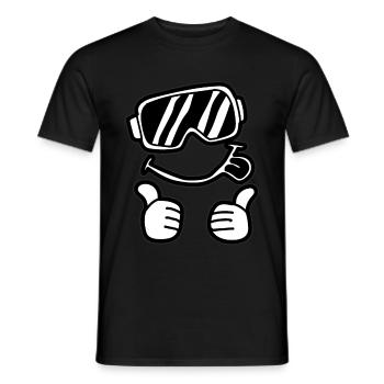 Skifahrer Lächeln Skibrille Lachen Gesicht Urlaub - Männer T-Shirt - Schwarz - Vorne - AI Model Male 178 light (178cm)
