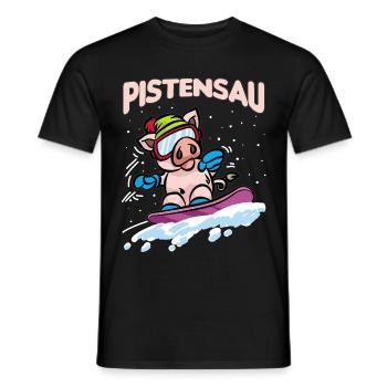 PISTENSAU Snowboard Pig Slopes Sau - Men's T-Shirt - black - Front - AI Model Male 178 light (178cm)