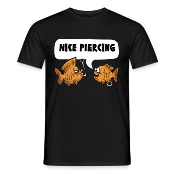 NICE PIERCING poisson pêcheur pêcheur - T-shirt homme - noir - Devant - AI Model Male 178 light (178cm)