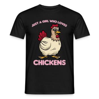 JUSTE UNE FILLE WHO LOVES CHICKENS - T-shirt homme - noir - Devant - AI Model Male 178 light (178cm)