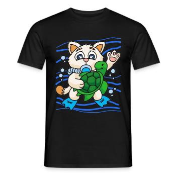 KITTY AVEC LA TORTUE DE MER - T-shirt homme - noir - Devant - AI Model Male 178 light (178cm)