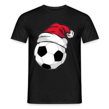 Football Christmas Santa hat - Men's T-Shirt - black - Front - AI Model Male 178 light (178cm)