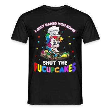 UNICORN BAKING CUPCAKE FUCK YOU - Men's T-Shirt - black - Front - AI Model Male 178 light (178cm)
