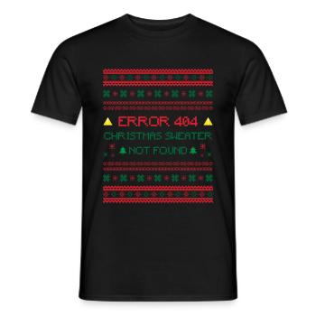 Error 404 Christmas Sweater Not Found Humor - Männer T-Shirt - Schwarz - Vorne - AI Model Male 178 light (178cm)