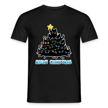 Meowy Christmas Katzen Weihnachtsbaum - Männer T-Shirt - Schwarz - Vorne - AI Model Male 178 light (178cm)