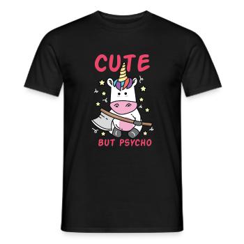Cute but Psycho verrücktes Einhorn mit Beil - Männer T-Shirt - Schwarz - Vorne - AI Model Male 178 light (178cm)