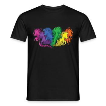 Horses Rainbow Gallop Cartoon - Men's T-Shirt - black - Front - AI Model Male 178 light (178cm)
