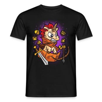 RPG UNICORN nerd role playing board game humor - Men's T-Shirt - black - Front - AI Model Male 178 light (178cm)