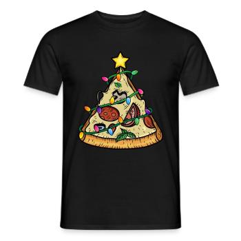 Pizza Christmas tree pyramid - Men's T-Shirt - black - Front - AI Model Male 178 light (178cm)
