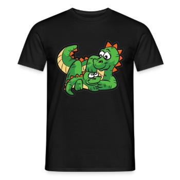 DINO FAMILY Mère Fils Dragon Dino Dinosaure - T-shirt homme - noir - Devant - AI Model Male 178 light (178cm)