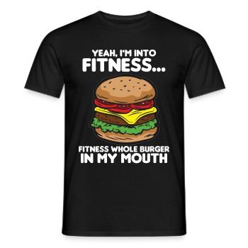 FITNESS FAST-FOOD Humour drôle - T-shirt homme - noir - Devant - AI Model Male 178 light (178cm)