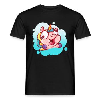 Crazy Einhorn Gesicht Verrückt Lustig Kindisch - Männer T-Shirt - Schwarz - Vorne - AI Model Male 178 light (178cm)