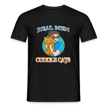 Real Man Cuddle Cats - Männer T-Shirt - Schwarz - Vorne - AI Model Male 178 light (178cm)