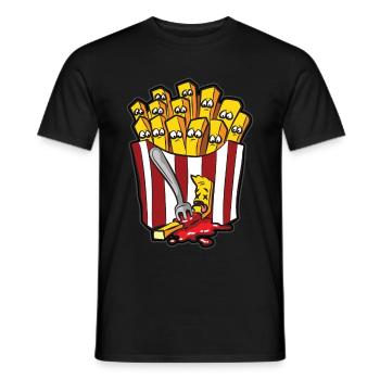 POMMES KETCHUP HUMOUR frites humour comique de bande dessinée - T-shirt homme - noir - Devant - AI Model Male 178 light (178cm)