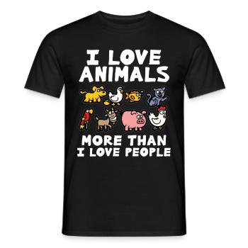 I LOVE ANIMALS animal lover animal love animal protection - Men's T-Shirt - black - Front - AI Model Male 178 light (178cm)