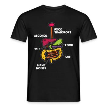 Digestion organs Funny cartoon comic humor - Men's T-Shirt - black - Front - AI Model Male 178 light (178cm)