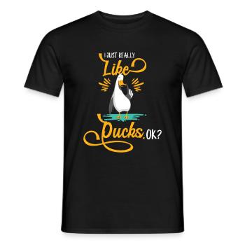 I just really like ducks okay ducks love duck - Men's T-Shirt - black - Front - AI Model Male 178 light (178cm)