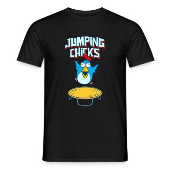 Jumping Chick Trampoline Humour - T-shirt homme - noir - Devant - AI Model Male 178 light (178cm)
