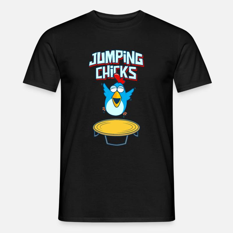 Jumping Chick Trampolin Humor - Männer T-Shirt - Schwarz