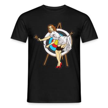 Pretty sexy woman archery bow and arrow - Men's T-Shirt - black - Front - AI Model Male 178 light (178cm)