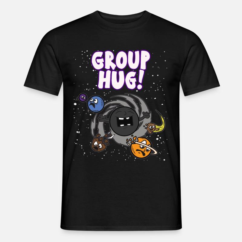 GROUP HUG Schwarzes Loch Lustiger Spruch Wurmloch - Männer T-Shirt - Schwarz