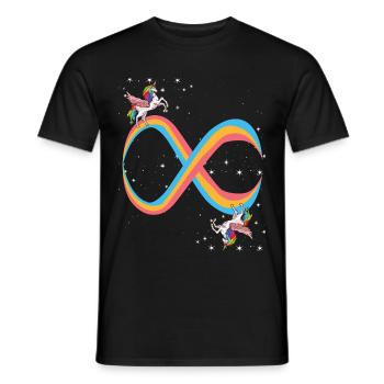 UNICORN RAINBOW INFINITY CROSSING - Männer T-Shirt - Schwarz - Vorne - AI Model Male 178 light (178cm)