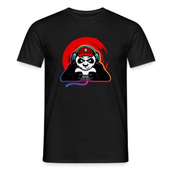 Gaming Panda headset controller - Men's T-Shirt - black - Front - AI Model Male 178 light (178cm)