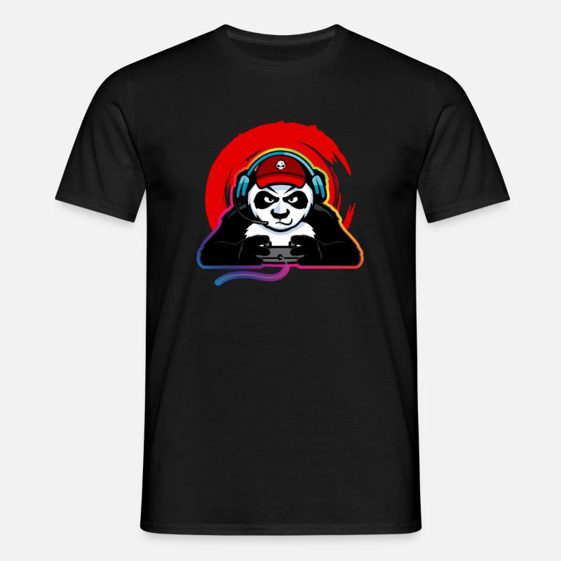 Gaming Panda Headset Controller - Männer T-Shirt - Schwarz