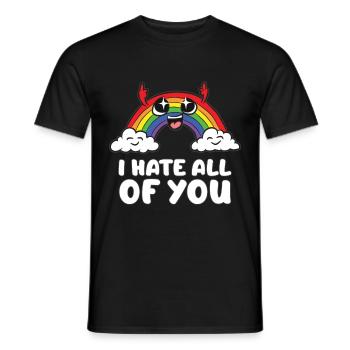 Je vous déteste tous humour noir arc-en-ciel - T-shirt homme - noir - Devant - AI Model Male 178 light (178cm)