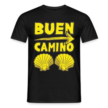BUEN CAMINO Humour de pèlerin à coquille jaune - T-shirt homme - noir - Devant - AI Model Male 178 light (178cm)