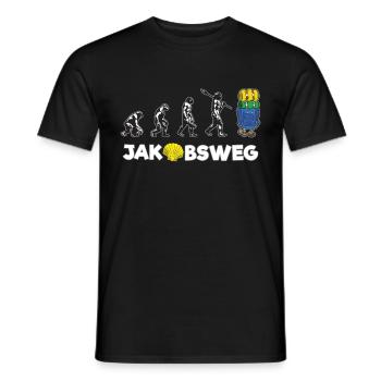 JAKOBSWEG Humor Evolution Wanderer Pilger Reise - Männer T-Shirt - Schwarz - Vorne - AI Model Male 178 light (178cm)