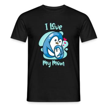 J'aime ma maman pingouin mère enfant amour - T-shirt homme - noir - Devant - AI Model Male 178 light (178cm)
