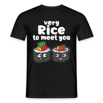 VERY RICE TO MEET YOU sushi fan humor saying - Men's T-Shirt - black - Front - AI Model Male 178 light (178cm)