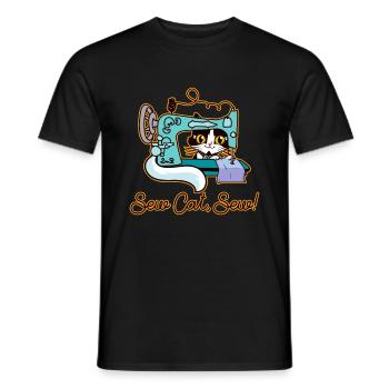 Sewing cat hobby tailor humor - Men's T-Shirt - black - Front - AI Model Male 178 light (178cm)