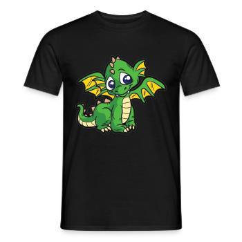 Sweet green baby dragon kids cartoon humor - Men's T-Shirt - black - Front - AI Model Male 178 light (178cm)