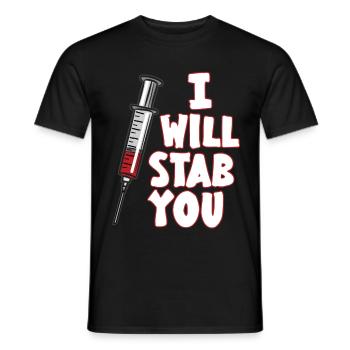 Je vais vous poignarder seringue médical infirmière humour - T-shirt homme - noir - Devant - AI Model Male 178 light (178cm)