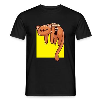 Perpetuum Mobile Cat Toast Humor Rotation Joke - Men's T-Shirt - black - Front - AI Model Male 178 light (178cm)