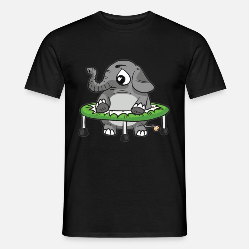Dicker Elefant im Trampolin - Männer T-Shirt - Schwarz