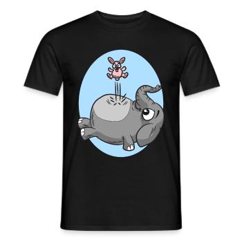 Springende Maus auf Elefant - Männer T-Shirt - Schwarz - Vorne - AI Model Male 178 light (178cm)
