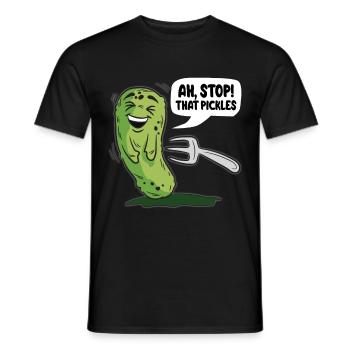 STOP THAT PICKLES Kitzelige Gurke Humor Spruch - Männer T-Shirt - Schwarz - Vorne - AI Model Male 178 light (178cm)