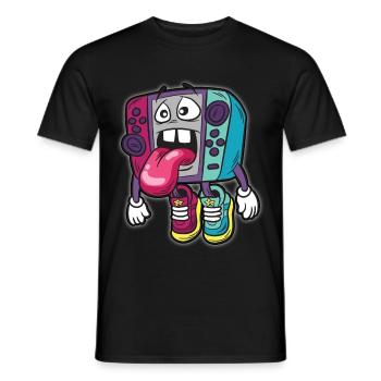 Gamer humor Funny cartoon comic controller - Men's T-Shirt - black - Front - AI Model Male 178 light (178cm)
