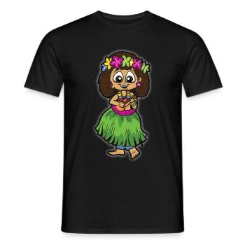 Hula Mädchen mit Bastrock Ukulele Blumenkette - Männer T-Shirt - Schwarz - Vorne - AI Model Male 178 light (178cm)