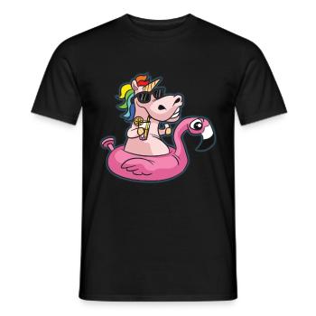 POOL PARTY unicorn flamingo - Men's T-Shirt - black - Front - AI Model Male 178 light (178cm)